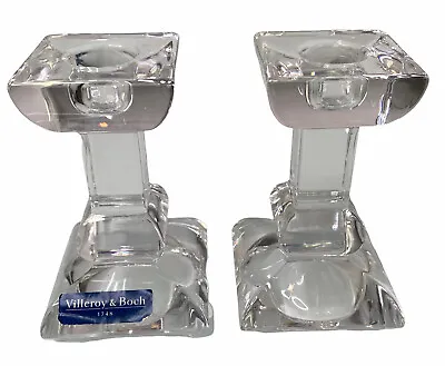 Set 2 Villeroy & Boch SIENA Crystal Glass Candle Stick Holders Pair Made Austria • $17.58