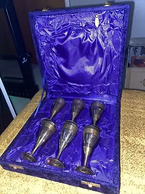 Brass Goblet Cups In Purple Lock Case - Used Miniature Goblet (6 Total) • £19.27