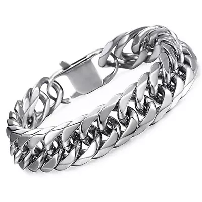 Solid 925 Sterling Silver Men's Miami Cuban Link Chain Bracelet 10mm ALL SIZE • $17.50