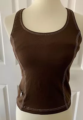 $3.99 • Buy JOCKEY Person To Person Brown T-Strap Workout Top Size M Zippered Pocket