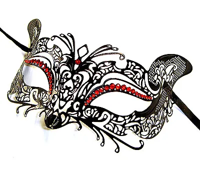 £10.99 • Buy El Gato Venetian Style Metal Filigree Masquerade Mask Red Diamante Cat Fox Mouse