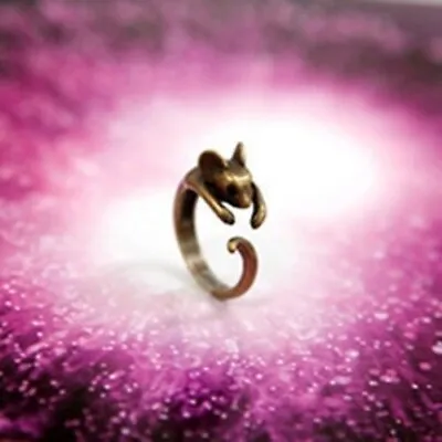 Vintage Style Gold Coloured Mouse Charm Ring Size K • $3.72