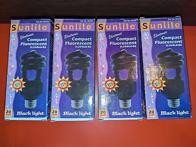 Lot Of 4 NEW Sunlite CFL Fluorescent Spiral Black Light Bulb SL20 20W Standard • $25