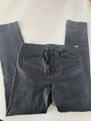 Vince Leather Zippers Detail Leggings Size 8 Women Pants Black Inseam 29”  GREAT • $125