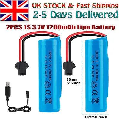 3.7v Lipo Battery 1200mah Polymer Rechargeable Battery USB Charger Cable SM Plug • £10.99