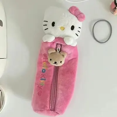 Cute Hello Kitty Stationery Bag Plush Pen Case Multi-Functional Niche Pencil Box • $21.98