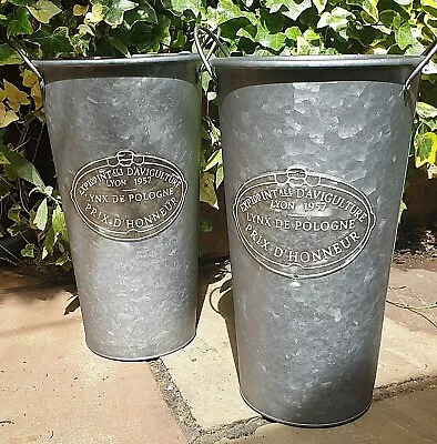 £14.99 • Buy Metal Plant Pots Vintage Milk Churn Bucket Flower Holder Tree Planters Ice Tall.