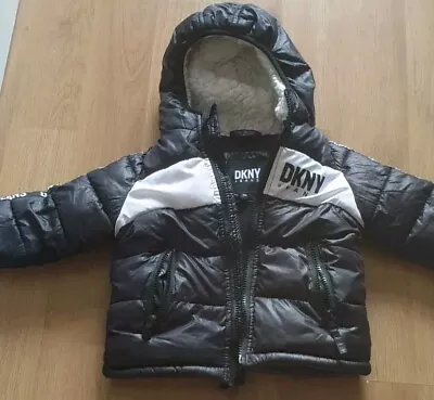 Baby Boy Dkny Age 2 Years Black Puffer Jacket Padded Coat Quilted Winter • £13.99