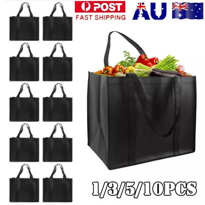 1-10Pcs Reusable Grocery Bags Heavy Duty Shopping Bags Large Grocery Totes AU • $19.89