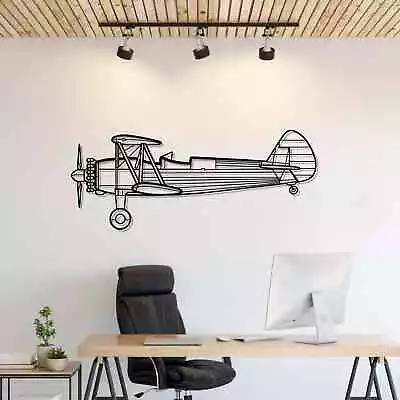 Wall Art Home Decor 3D Acrylic Metal Plane Aircraft USA Silhouette Stearman 75 • $299.19