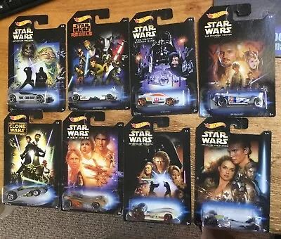 Hot Wheels Star Wars  Movies/TV Show Titles Set Of 8 From 2014 • $16.99