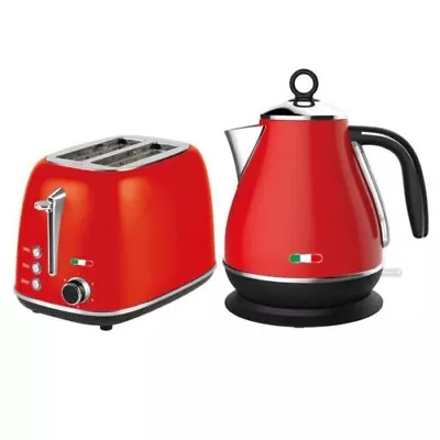 Vintage Electric Kettle & 2 Slice Toaster SET Combo Deal Stainless Steel Red • $129.99