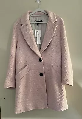 $50 • Buy ZARA WOMEN NEW TEXTURED COAT COTTON WOOL BLEND  PINK  Size Medium