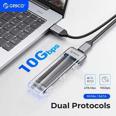 ORICO M.2 NVMe SATA SSD Enclosure USB3.2 Type-C 10Gbps SSD Case Fr M-Key/B+M-Key • $22.49