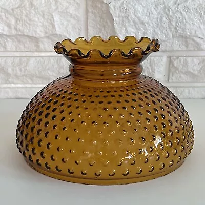 Vintage GWTW 10  Fitter Amber Hobnail Hurricane Oil Or Electric Glass Lamp Shade • $55