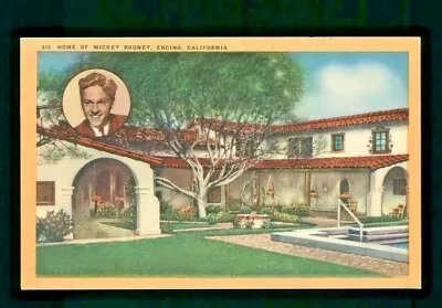 Postcard Home Mickey Rooney Encino California. J2 • $3.99