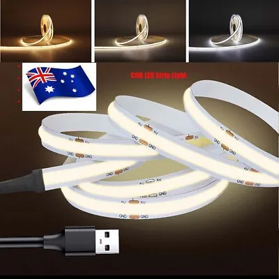 COB LED Strips Light Flexible Tape Lights Home DIY Lighting Warm Cool White 5V • $9.40