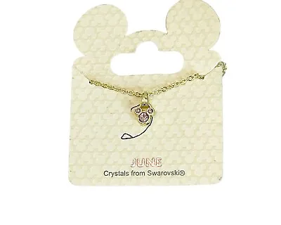 Disney Parks Mickey Mouse Swarovski June Birthstone Necklace Silver Tone NWOT • $18.99