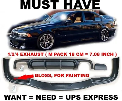 BMW E39 FRONT BUMPER Lip Spoiler Splitter M5 HM ABS Plast + Rear Diffuser Sport • $259.99