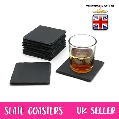 £4.99 • Buy 10cm Natural Slate Drink Coasters Home Pub Shed Bar Café Bulk Wholesale Gift Set