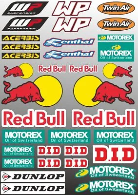 WP Motorex Renthal Dunlop Decal Sheet Sticker Graphic Set Logo Adhesive 33Pc • $19.99