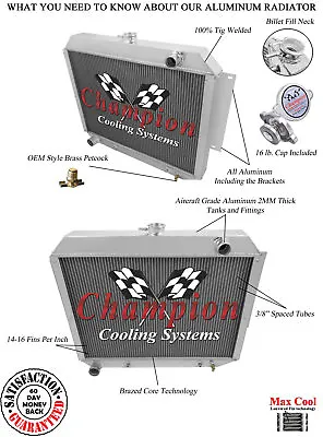 Champion 3 Row Aluminum Radiator CC332 For Chrysler Dodge Plymouth Cars • $246.95