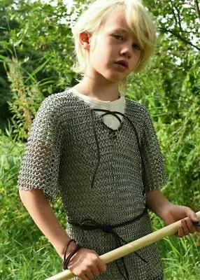 Aluminum Chainmail Shirt 10-15 Yrs Child Medieval Chain Mail Armor Costume Gift • £57.84