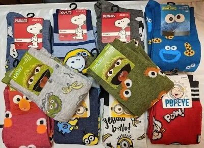 Novelty Socks Crew Peanuts Snoopy Sesame Street Elmo Oscar Cookie Minions Popeye • $4