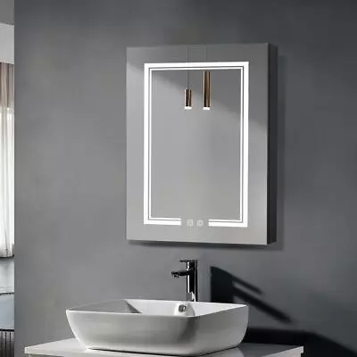 Medicine Cabinets For Bathroom Lighted Storage Cabinet With LED Lights Mirror • $125.99