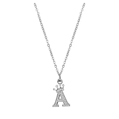 Crown 26 English Letters Full Diamond Pendant Necklace For Women Crown A 0 • $0.01