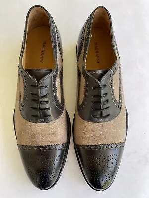 $229 • Buy Magnanni Mens Zalo Dress Shoes Oxford Black  Leather Textile Tweed Size 9.5