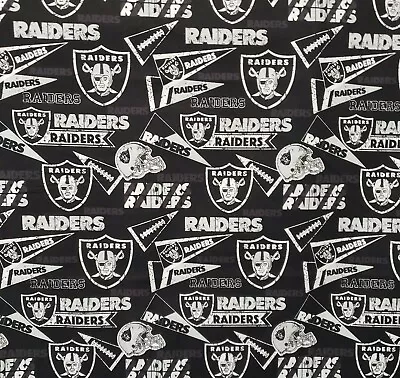 NFL Las Vegas Raiders Retro Print Cotton Fabric By The 1/41/2Yard 58 W • $12.99