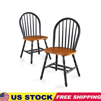 Autumn Lane Windsor Solid Wood Chairs Kitchen Dining Chairs Armless Set Of 2 • $141.08