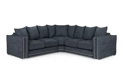 Darnall Ben Living Room Plush Velvet Corner Or 3+2 Seater Sofa In Charcoal Grey • £1099