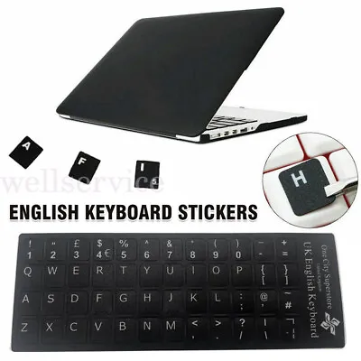 English UK BLACK Stickers With White Letters For LaptopPCcomputer Keyboard • £2.10