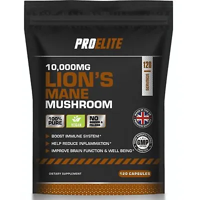 Lions Mane Mushroom Extract Capsules 10000mg 240mg Polysaccharides Strong Vegan • £6.49
