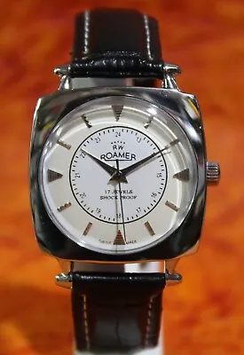 Antique Vintage Roamer Swiss ST96 17 Jewels Hand Wind White Dial Mens Wristwatch • $49.95