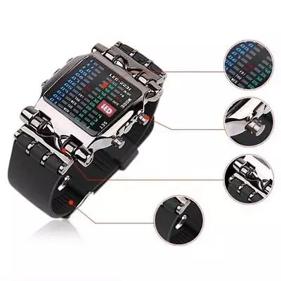 Led Binary Digital Watch Mens Fashion Casual Sport Black Watches Wris Sale • $6.92