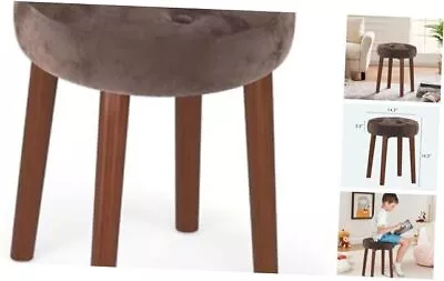  Vanity Stool Chair Velvet Soft Ottoman Modern Round Padded Seat 1 Pc Brown • $58.72