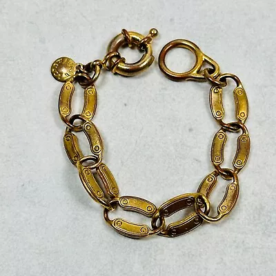 J. Crew Bracelet Chain Link Carved Rivets Gold Tone 7.5  Costume Jewelry • $16.95