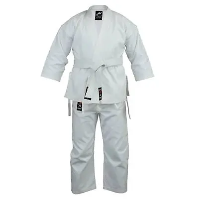 Playwell Karate Cotton Uniform White 8.5oz Childrens Kids Gi Students Suit • £25.99