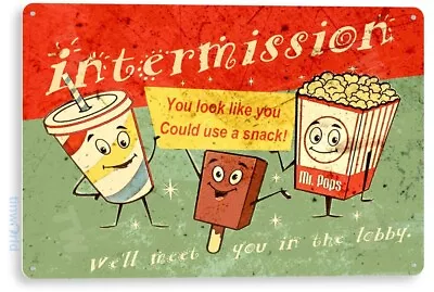 Movie Sign Movie Snacks Popcorn Soda Ice Cream Cinema Tin Sign B577 • $10.25