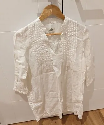 Replay White Linen Tunic Woman 3/4 Sleeves XS 34-36 EU 6-8 UK • £7.90