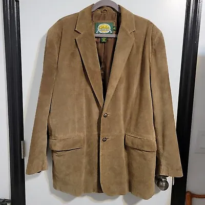 Cabelas Suede Leather Jacket Mens 46 Reg Buffalo Button Blazer Sport Coat Lined • $49.99