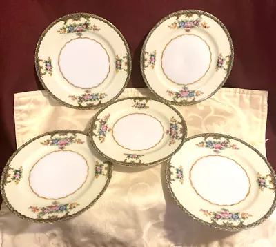 Vintage Meito Set Of 5 - 6 1/2” Salad Plates / Bread Plates Hand Painted MEI394 • $25