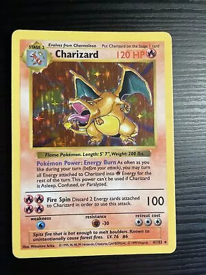 $750 • Buy Pokémon TCG Charizard Base Set 4/102 Holo Shadowless Holo Rare