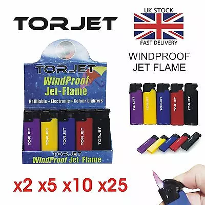 Torjet Windproof Jet Flame Refillable Electronic Lighter Child Safety Tor Jet • £6.99