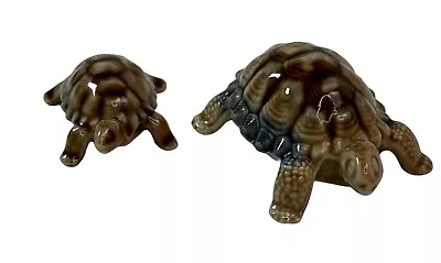 Vintage Wade Of England Turtle Tortoise Porcelain Figurines Set Of 2 Mom Baby • $24.97