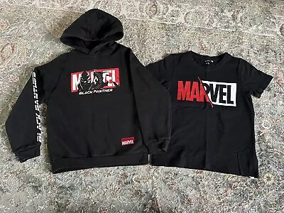 Boys Black Marvel Hoodie & T-shirt Age 7 • £3.99