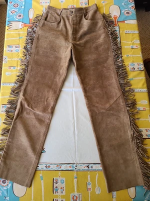 $99.99 • Buy Vintage Woman's Suede Leather Pants With Fringe Vakko New York